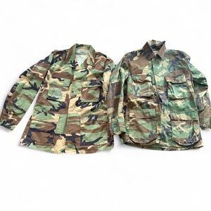 BDU Vtg Field Coat Cold Weather Jacket Men M-R Woodland Camouflage Camo Lot Of 2